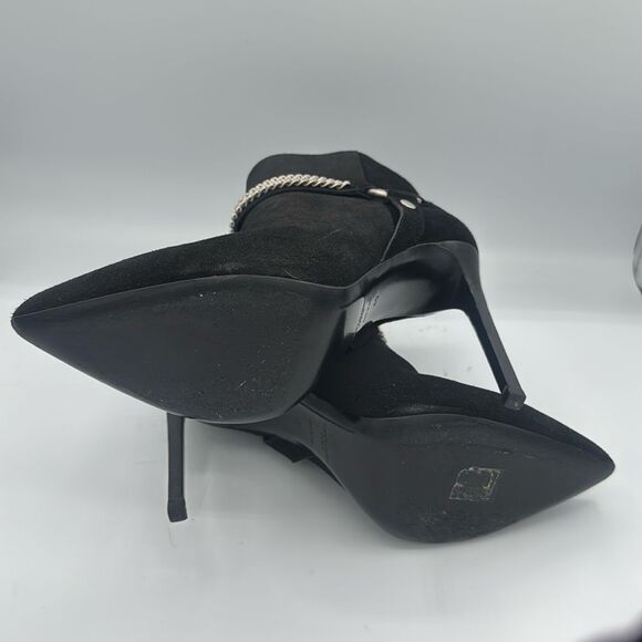 YSL Saint Laurent Paris 110 Black Suede Harness Chain Ankle Boots EU 40/ US 10 - Picture 9 of 12
